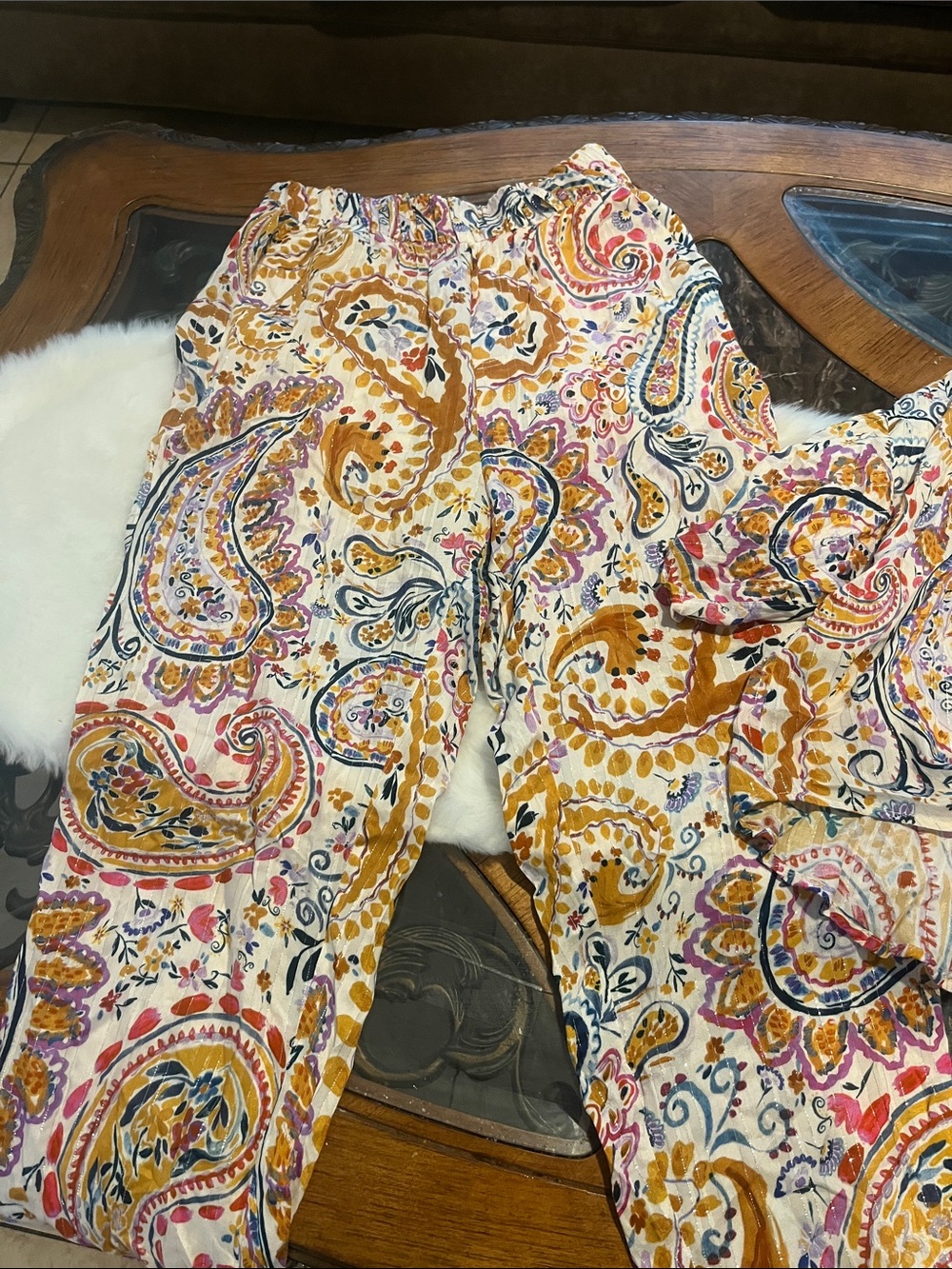 Paisley Print Women’s Top in Mustard Pink - - Picture 2 of 6